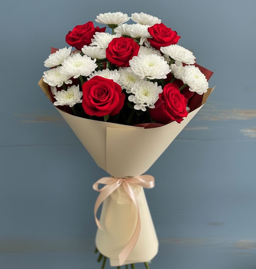 Букет цветов из: Розы и Хризантемы в Березовском Свердловской области