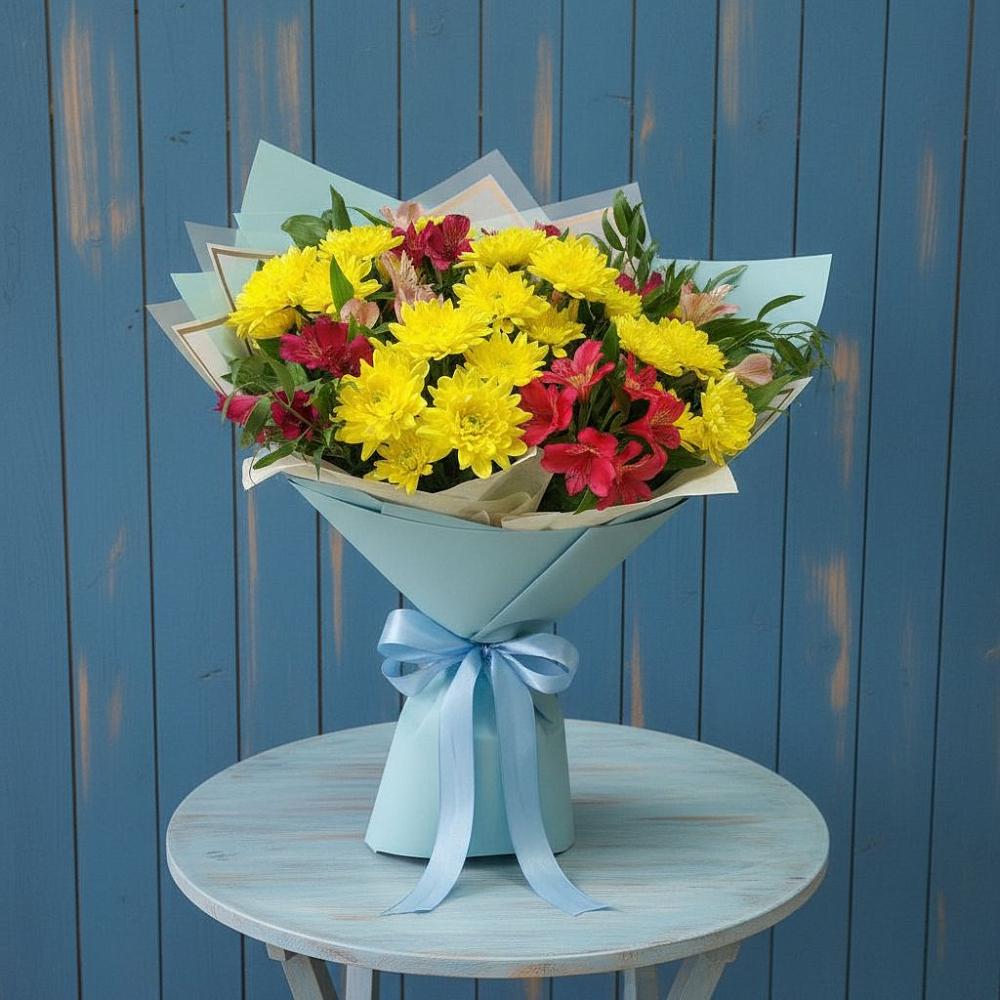 Букет цветов из: Альстромерии и Хризантемы в Березовском Свердловской области