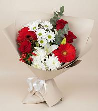 Букет цветов из:  Розы, Хризантемы, Герберы и Лилии в Березовском Свердловской области