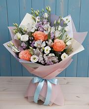 Букет цветов из:  Лизиантусы, Розы, Альстромерии и Гипсофила #REPLACE_PRED# Березовском Свердловской области