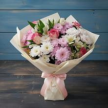 Букет цветов из:  Хризантемы, Альстромерии и Розы в Березовском Свердловской области