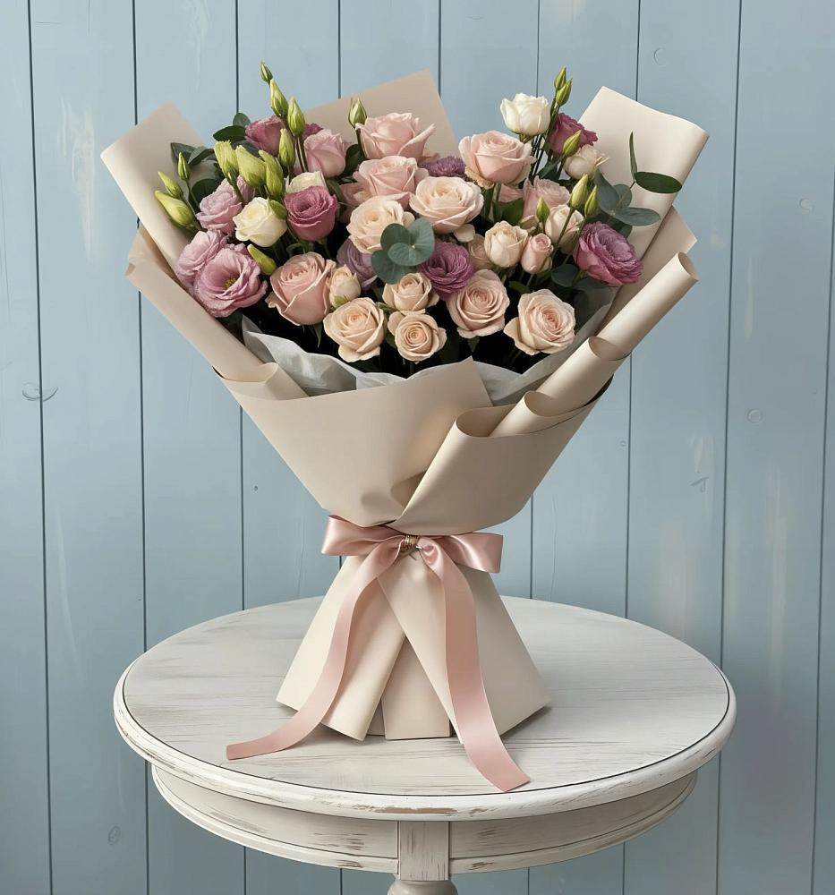 Букет цветов из: Розы и Лизиантусы в Березовском Свердловской области