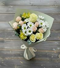 Букет цветов из:  Альстромерии, Розы и Хризантемы в Березовском Свердловской области
